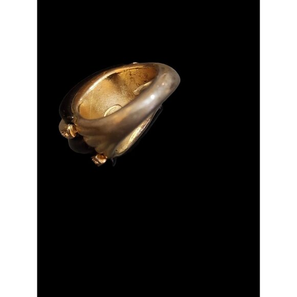 Vintage Kenneth Lane Huge Black Enamel and Rhinestone Ring Size 8.25 (A4723) - Picture 5 of 6